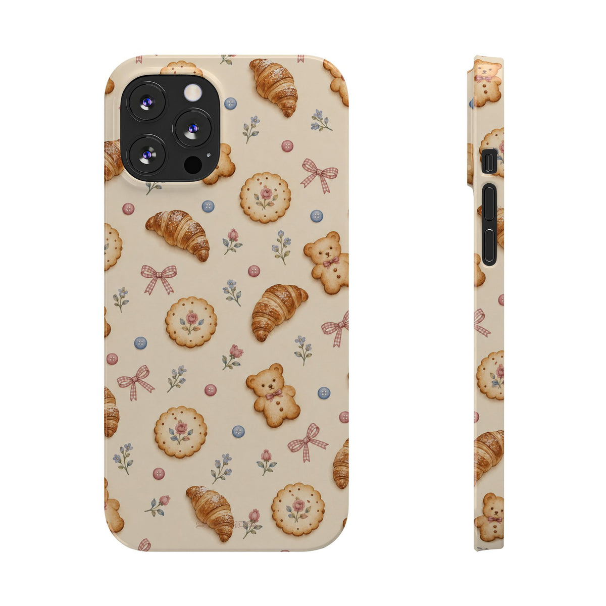Slanke iPhone-hoes — knus bak- en teddybeerpatroon (recept, hert, knopen)