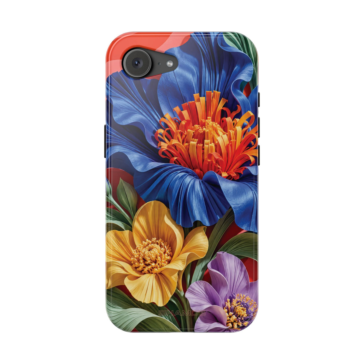 Electric Paradise MagSafe Phone Case – Cobalt Floral & Coral Waves | Glossy