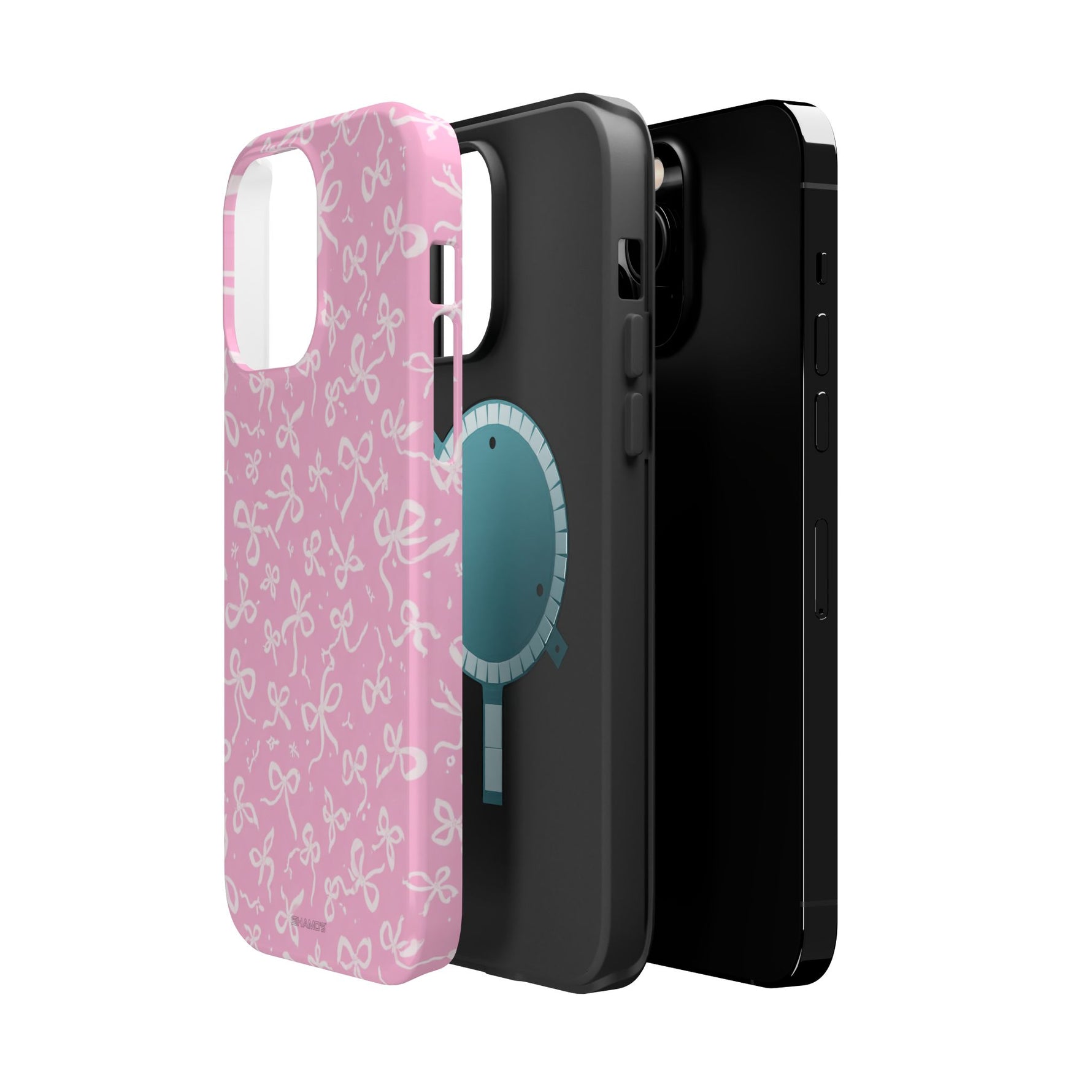 Pink Bow Pattern Impact-Resistant iPhone Case | MagSafe