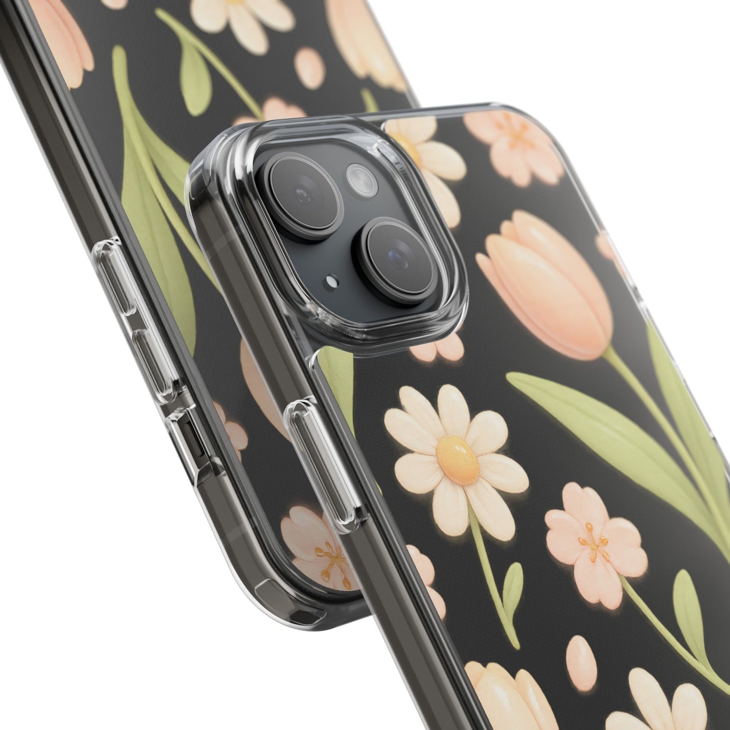 Floral Impact-Resistant Clear iPhone Case