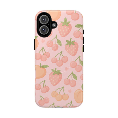 Cute Fruits iPhone Case - Colorful Cherry & Strawberry Design | MagSafe