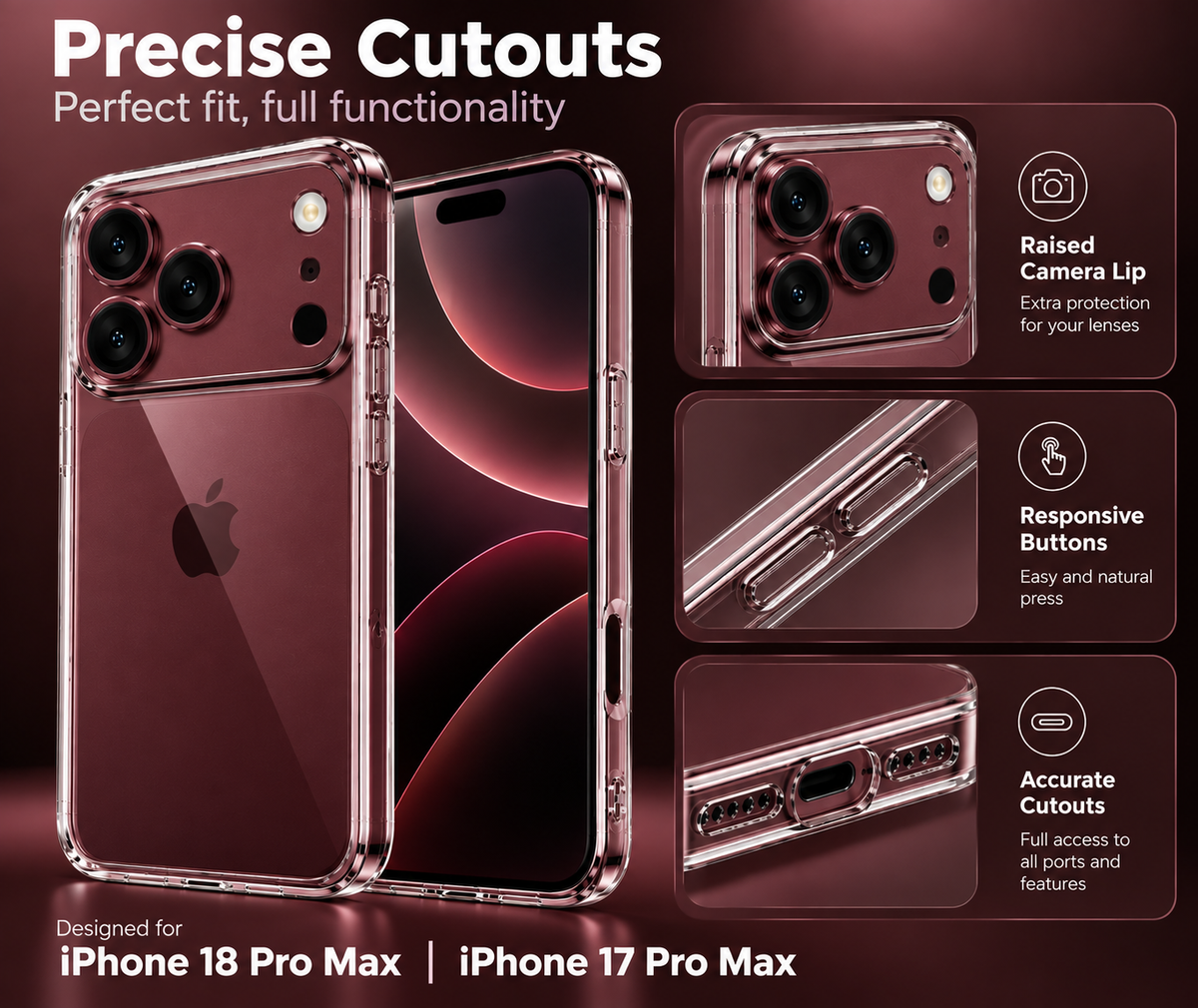 Fundas para iPhone 17 transparentes, suaves, de TPU y flexibles