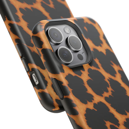 Leopard Print Impact-Resistant iPhone Case with MagSafe compatibility
