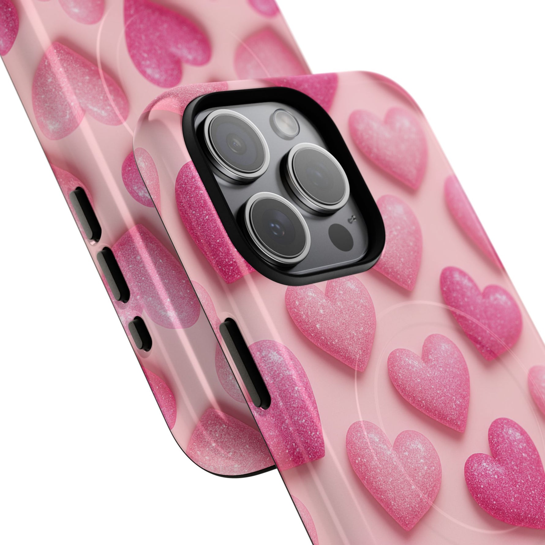 Barbiecore Glitter Hearts iPhone Case | MagSafe - Shamo's