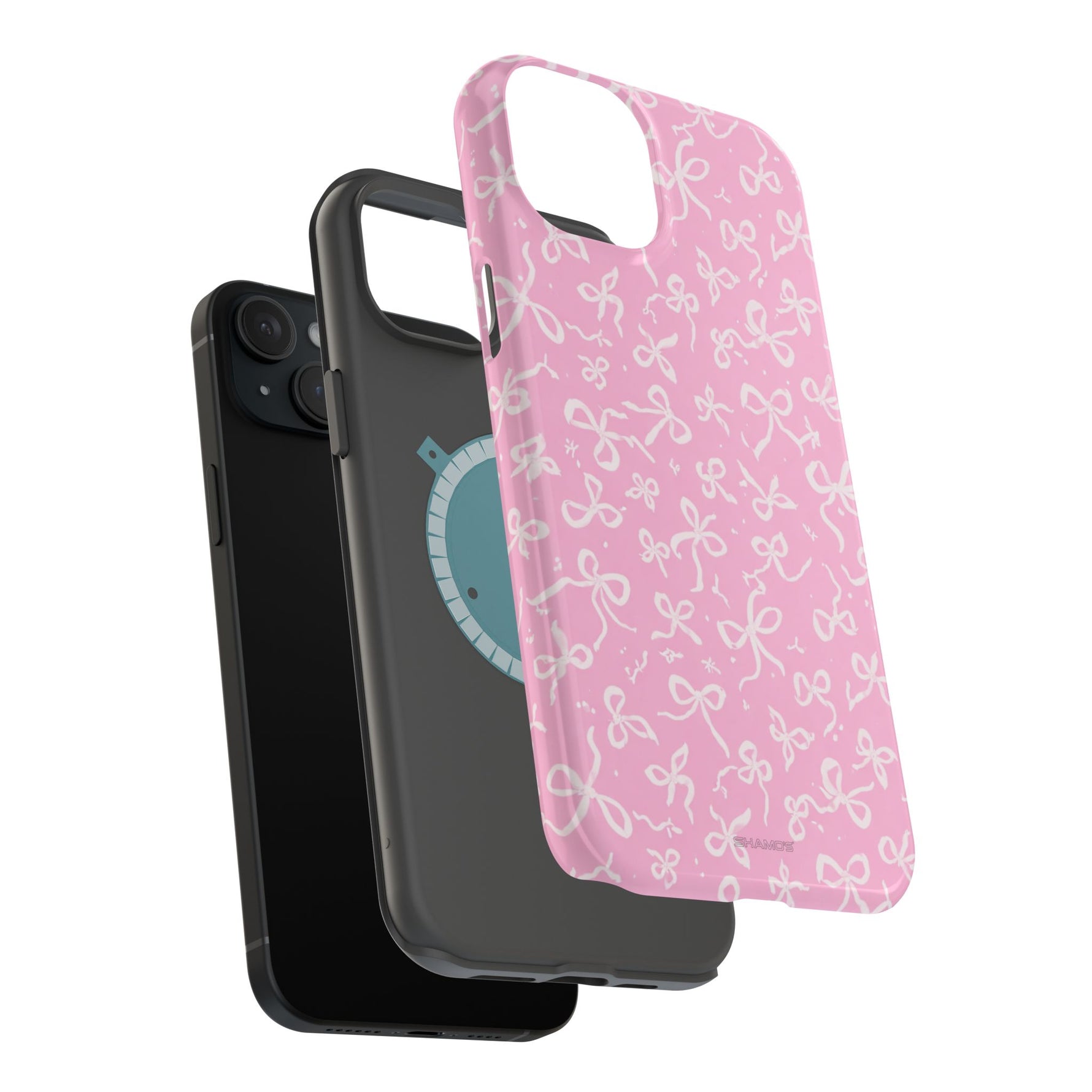 Pink Bow Pattern Impact-Resistant iPhone Case | MagSafe