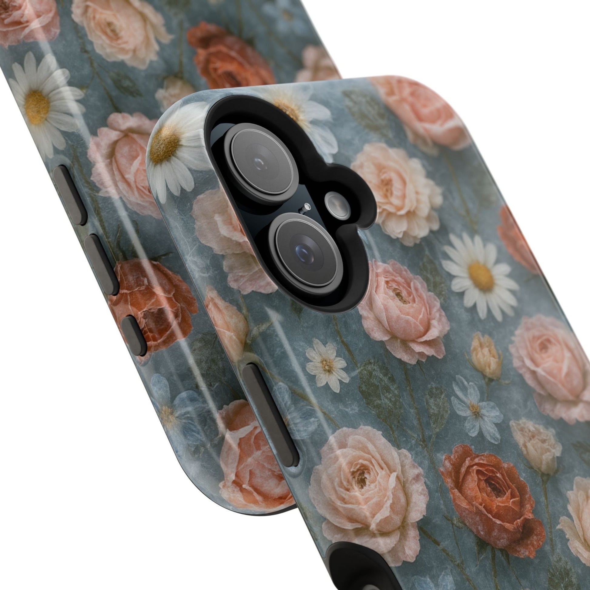 Frozen Floral Vintage Roses & Daisies iPhone Case with MagSafe compatibility  Shamo's