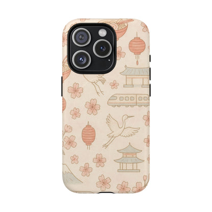 Japan Hand-Drawn Cherry Blossom iPhone Case with MagSafe