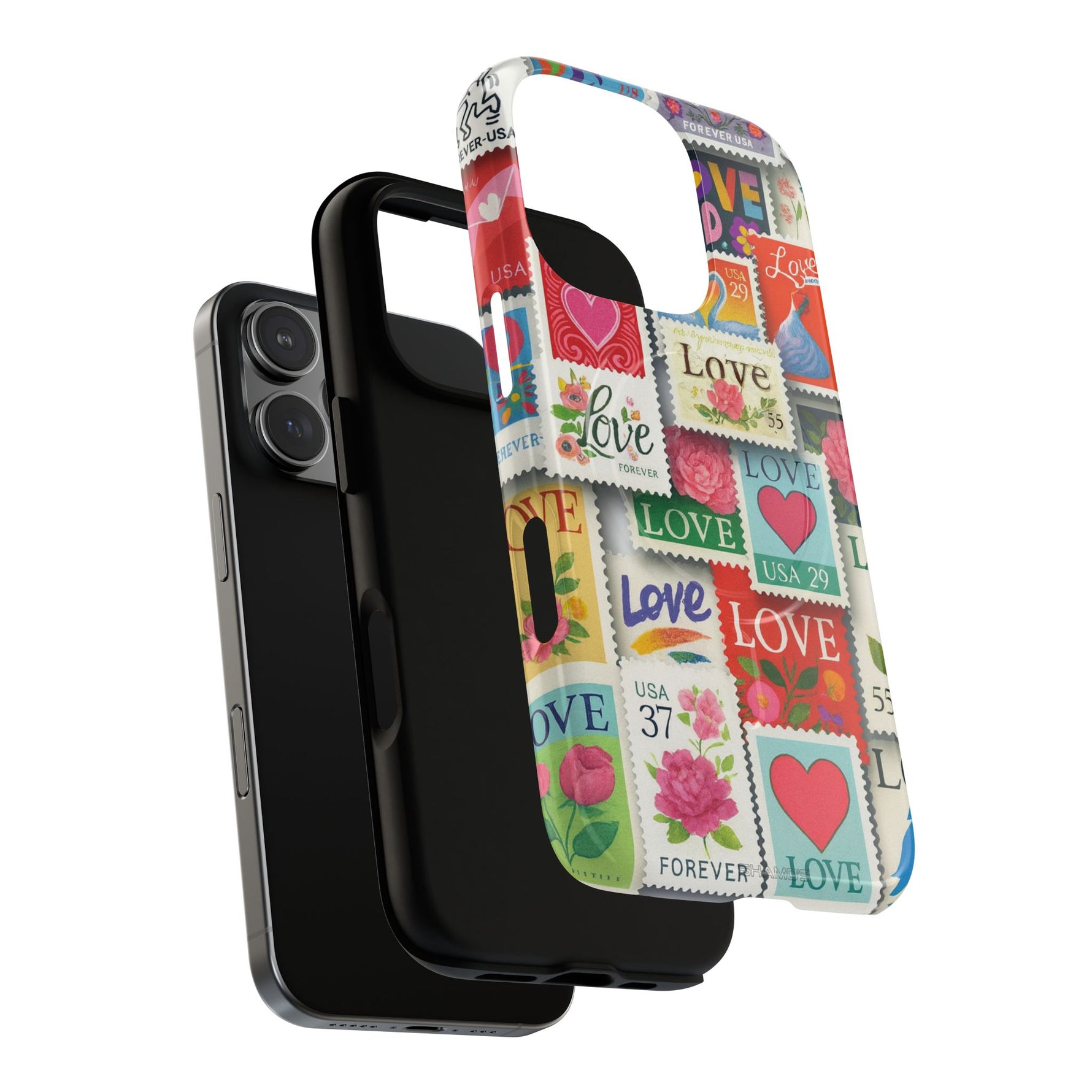 Vintage Romantic Love Stamp iPhone Case | Tough Protection + MagSafe