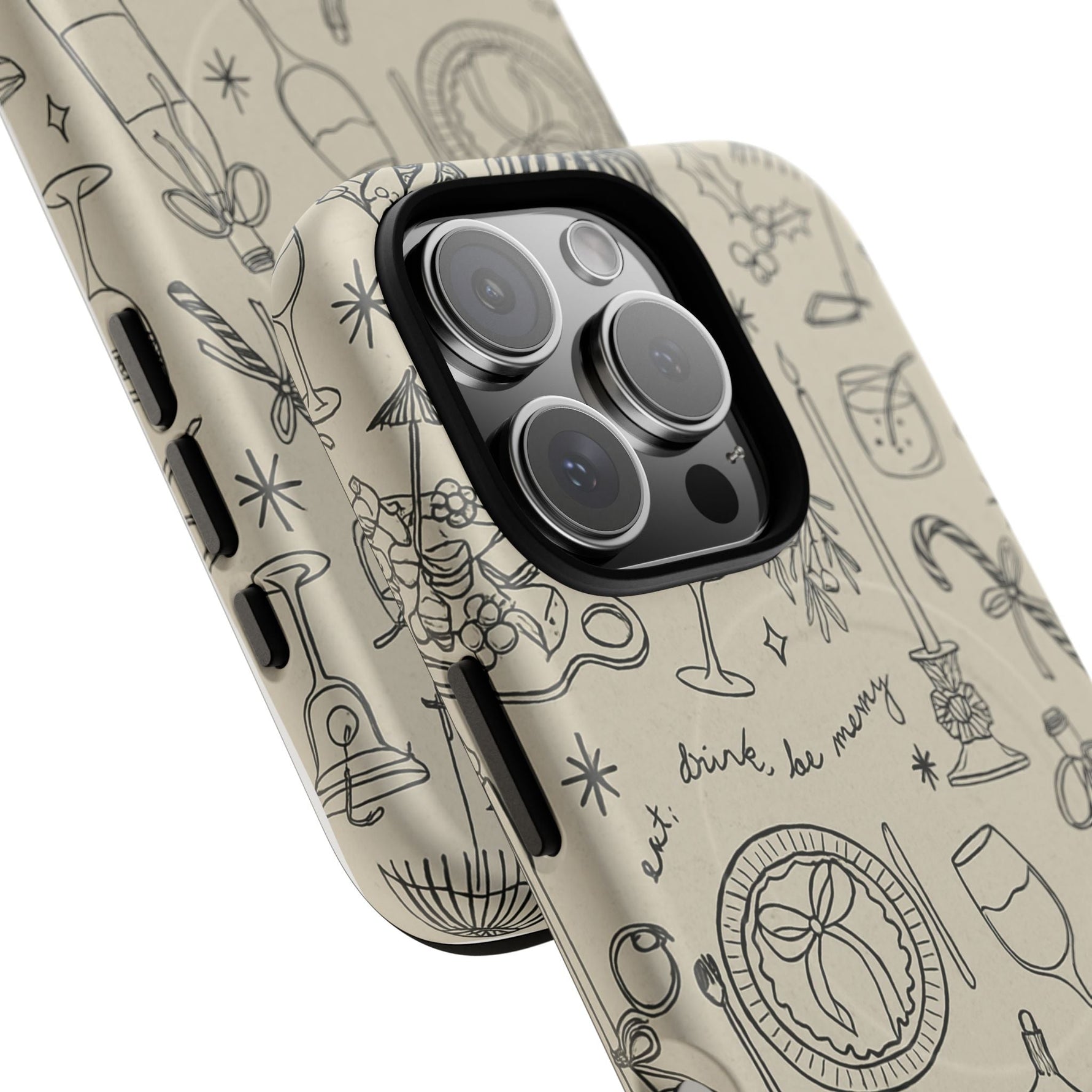 Festive Doodle iPhone Case (’drink, be merry’ Holiday Design) | compatible with MagSafe  Shamo's