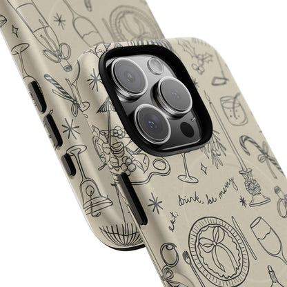 Festive Doodle iPhone Case (’drink, be merry’ Holiday Design) | compatible with MagSafe
