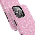 Pink Bow Pattern Impact-Resistant iPhone Case | MagSafe