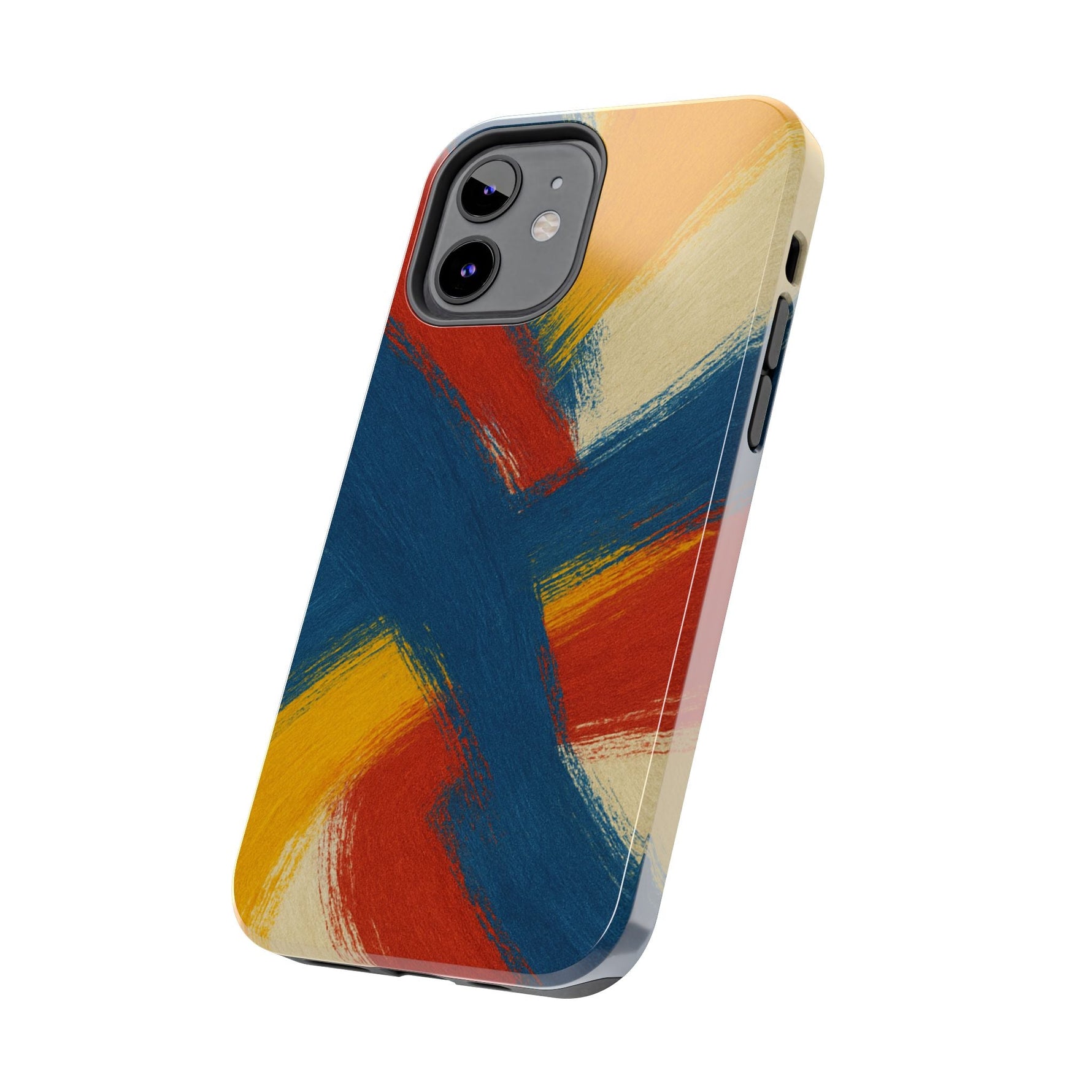 Abstract Brushstroke Tough Phone Case — Colorful Red, Blue & Yellow Protective Cover  Shamo's