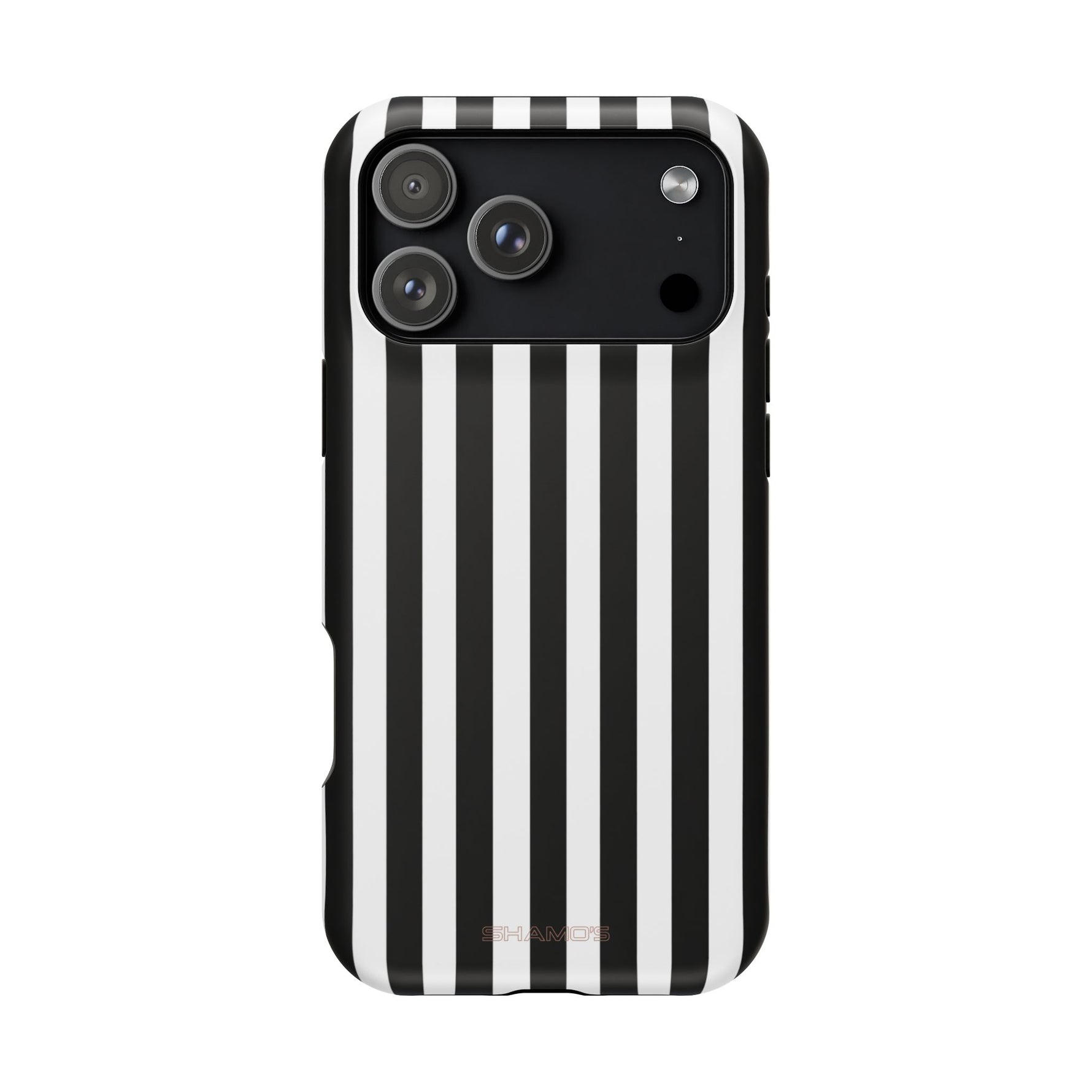 Striped MagSafe Compatible Magnetic Impact-Resistant Phone Case | Black & White Vertical Stripe (Noir Blanc) - iPhone 17 Pro Max / Matte - Shamo's