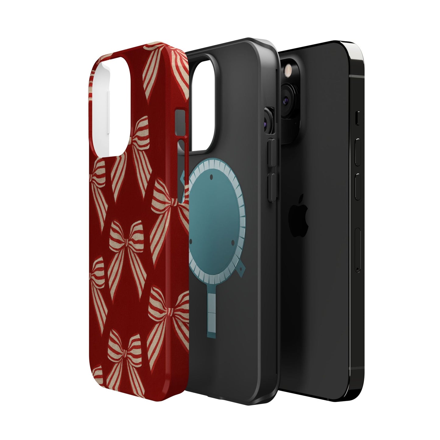Holiday Red Bow iPhone Case — Impact‑Resistant iPhone Cover with MagSafe compatibility