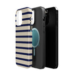 Navy & Cream Ribbed Holiday Sweater Design iPhone Case with MagSafe compatibility  Shamo's