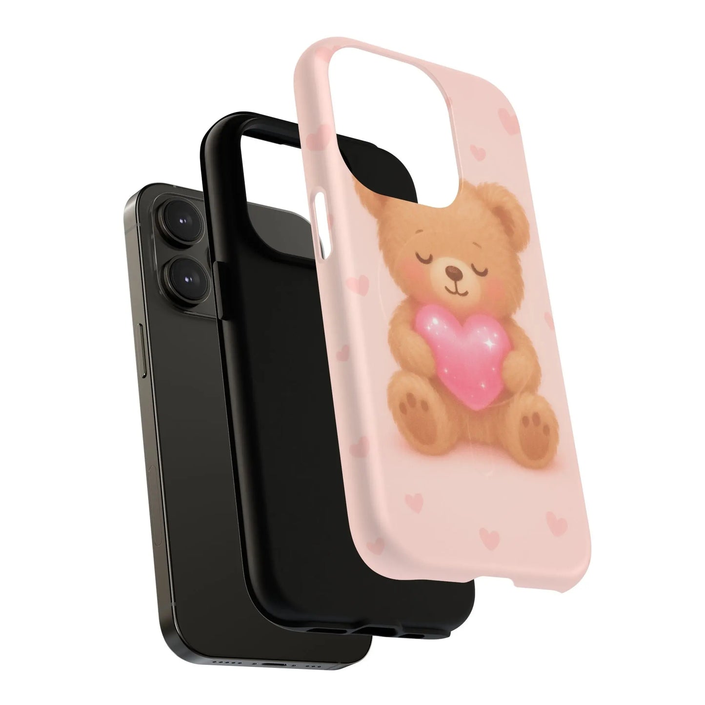Heart Hug Teddy Bear iPhone Case – with MagSafe