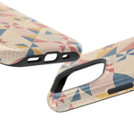 Prairie Quilt – Pastel Patchwork Pattern MagSafe Phone Case, glossy square triple-camera Pro model, port openings and edge details