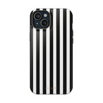 Striped MagSafe Compatible Magnetic Impact-Resistant Phone Case | Black & White Vertical Stripe (Noir Blanc) - iPhone 15 Plus / Glossy - Shamo's