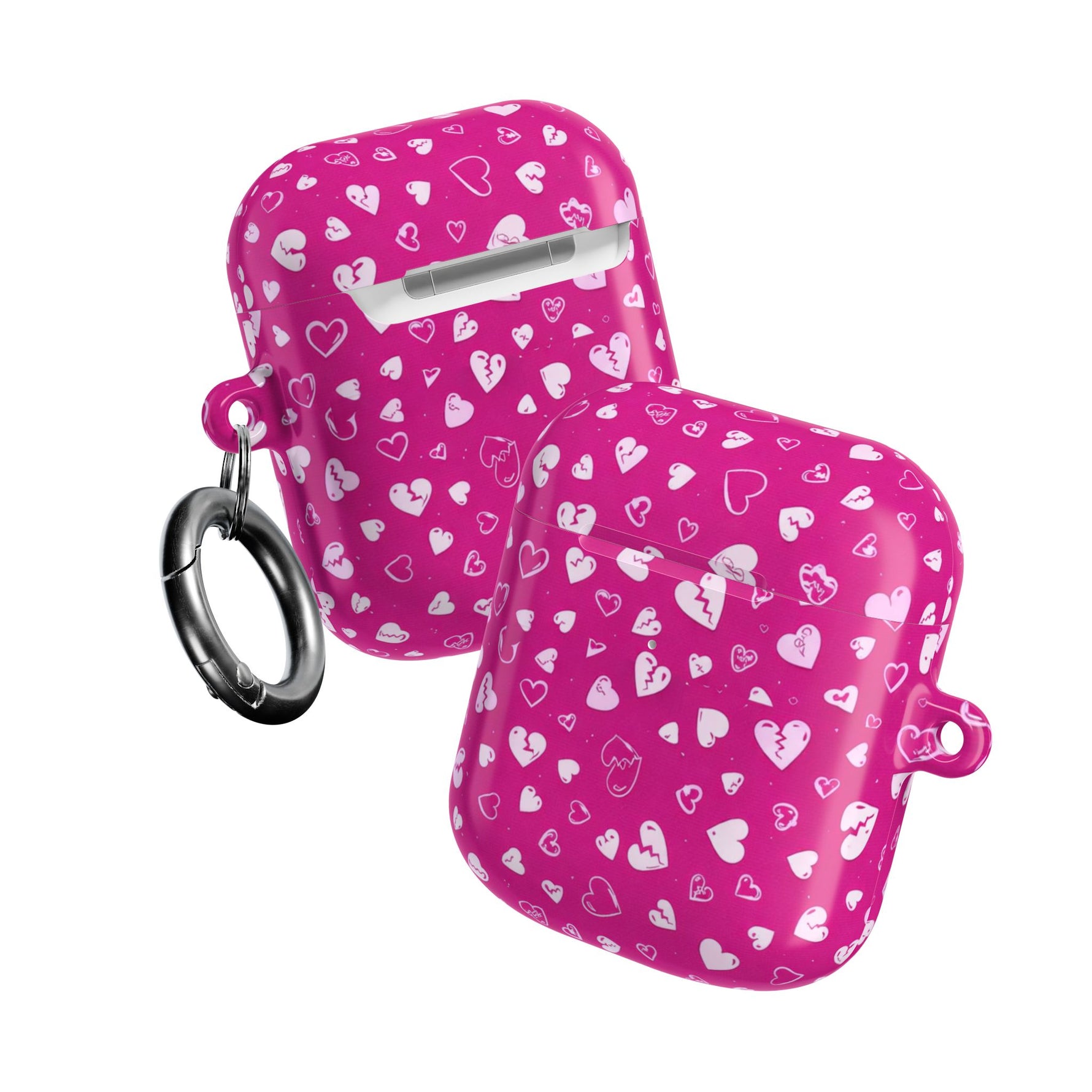 Pink Broken Heart Pattern AirPod Case — Cute Valentine Protective Charging Case