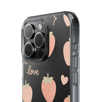 Sweet Love Strawberry Clear iPhone Case | MagSafe
