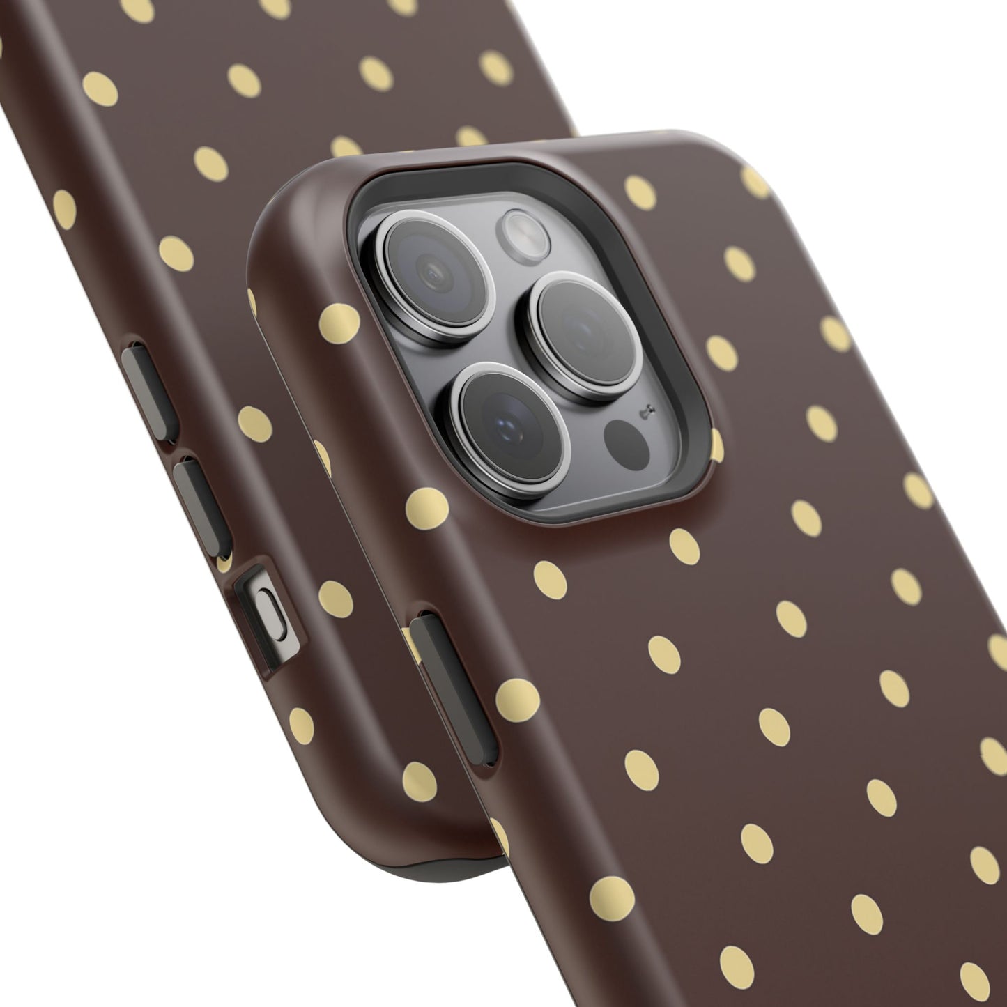 Polka Dot iPhone Case — Brown & Cream Protective Cover with MagSafe compatibility