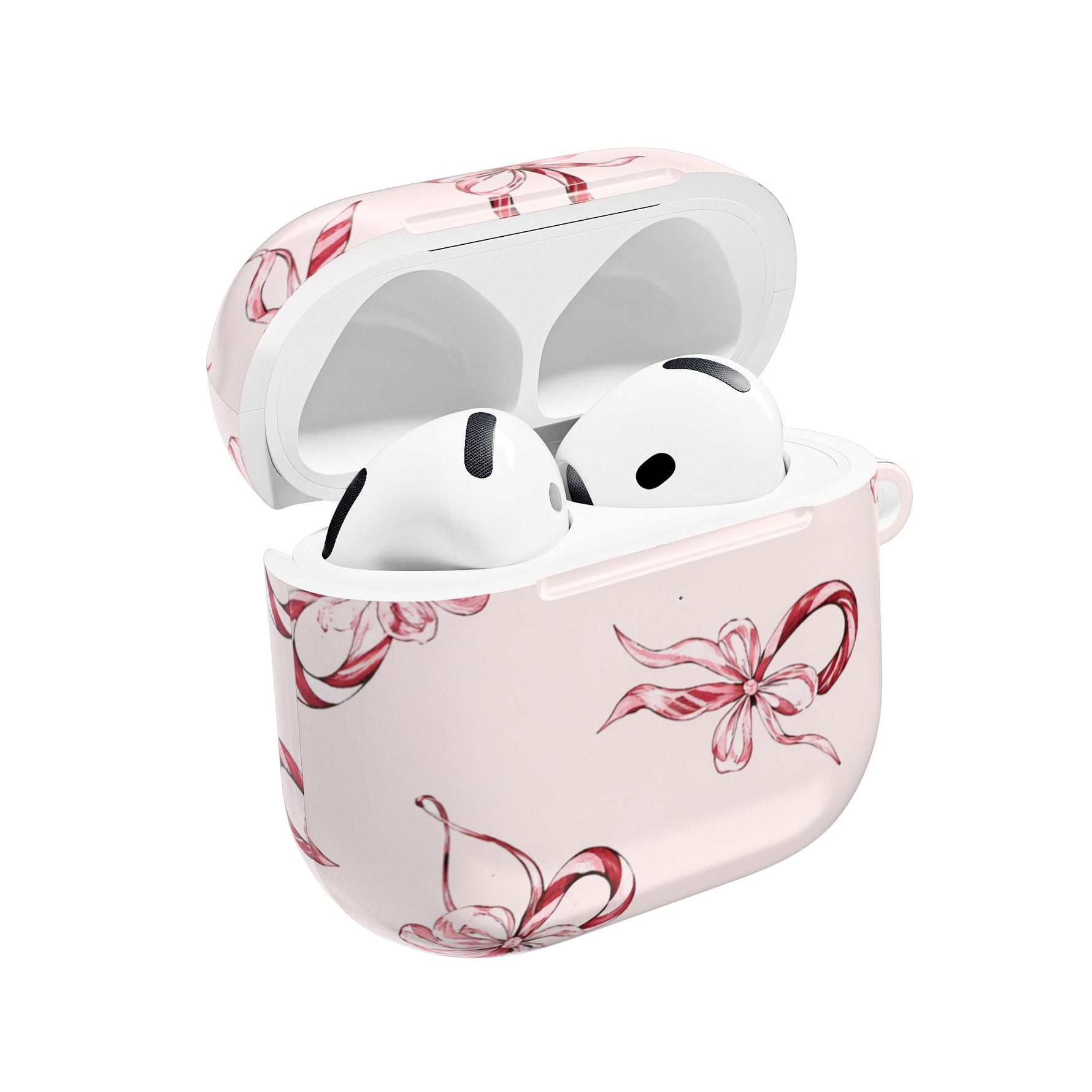 Floral Ribbon AirPod Case — Pink Bow Pattern Protective Cover