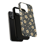 Navy Cherry Blossom Floral iPhone Case - Compatible with MagSafe - Shamo's