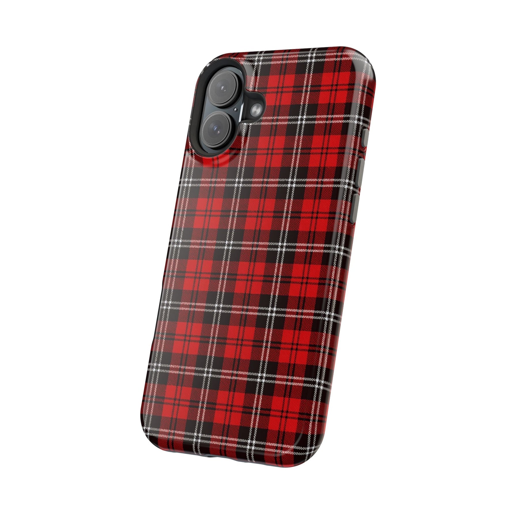 Red Tartan Plaid Impact-Resistant iPhone Case | MagSafe compatibility  Shamo's