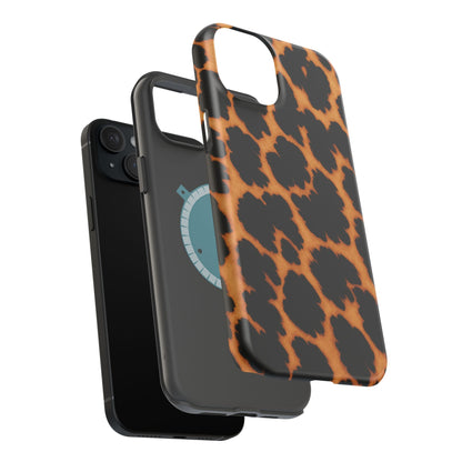 Leopard Print Impact-Resistant iPhone Case with MagSafe compatibility