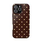 Polka Dot iPhone Case — Brown & Cream MagSafe Protective Cover