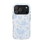 Preppy Look Blue Floral Impact-Resistant Phone Case and MagSafe Compatible