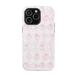 Strawberry Hearts MagSafe Compatible Phone Case | 'Paint it your way' Pink Plaid Impact-Resistant
