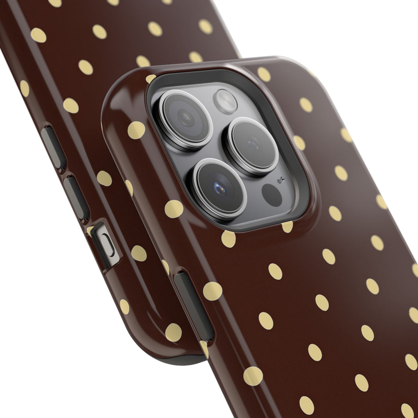 Polka Dot iPhone Case — Brown & Cream Protective Cover with MagSafe compatibility
