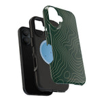Topographic Green Magnetic Impact-Resistant iPhone Case | MagSafe compatible