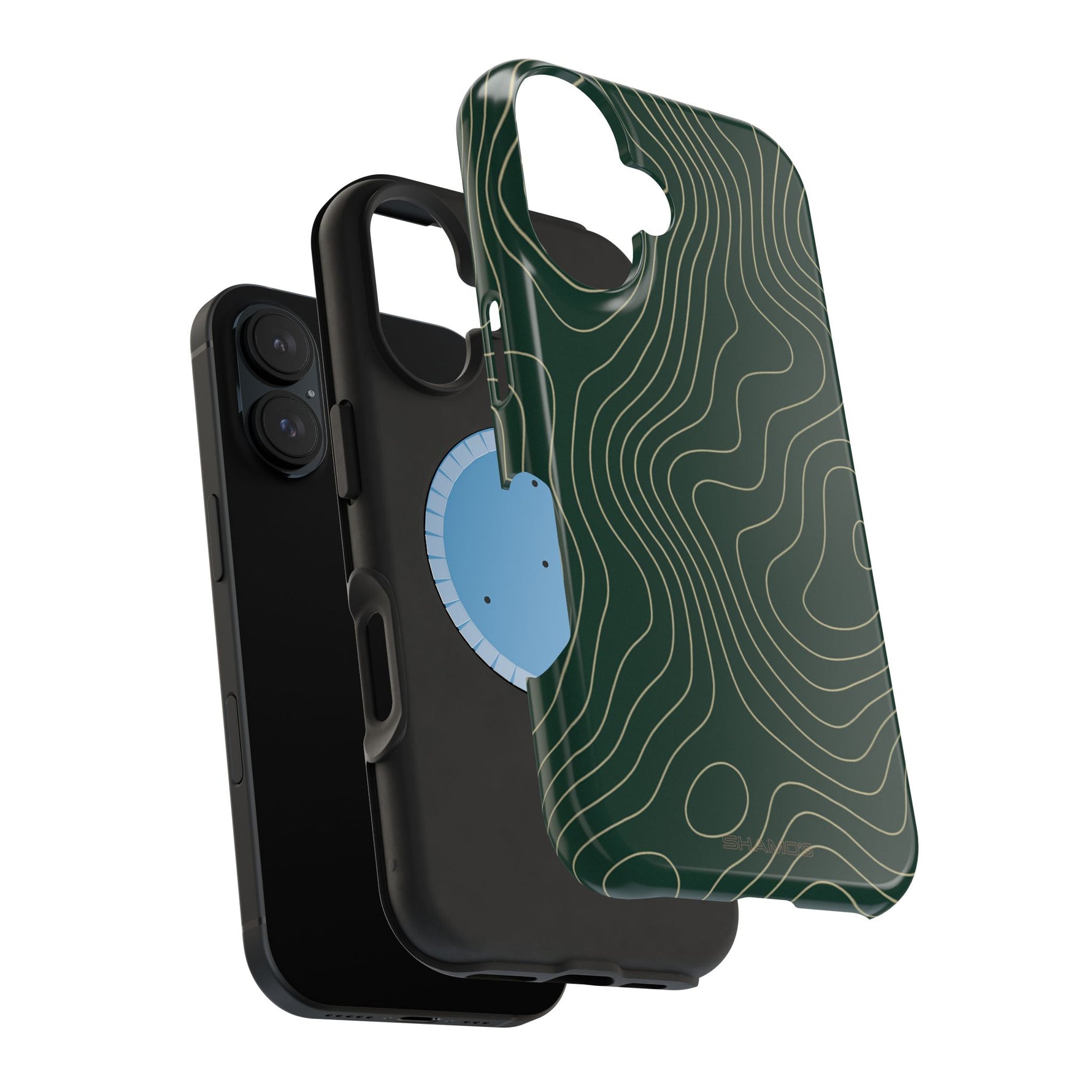 Topographic Green Magnetic Impact-Resistant iPhone Case | MagSafe compatible