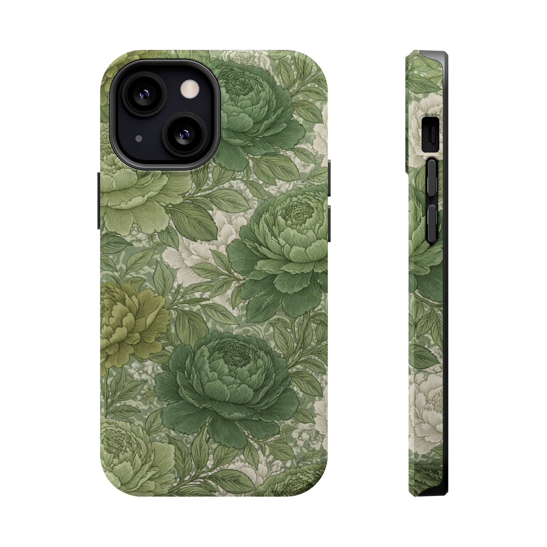 Green Succulent Floral Magnetic Impact-Resistant iPhone Case, MagSafe Compatible - iPhone 13 Mini / Glossy - Shamo's