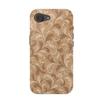 Saddle Scrolls – Tan Western Scrollwork MagSafe Phone Case, glossy iPhone 17e, rear view