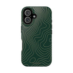 Topographic Green Magnetic Impact-Resistant iPhone Case | MagSafe compatible