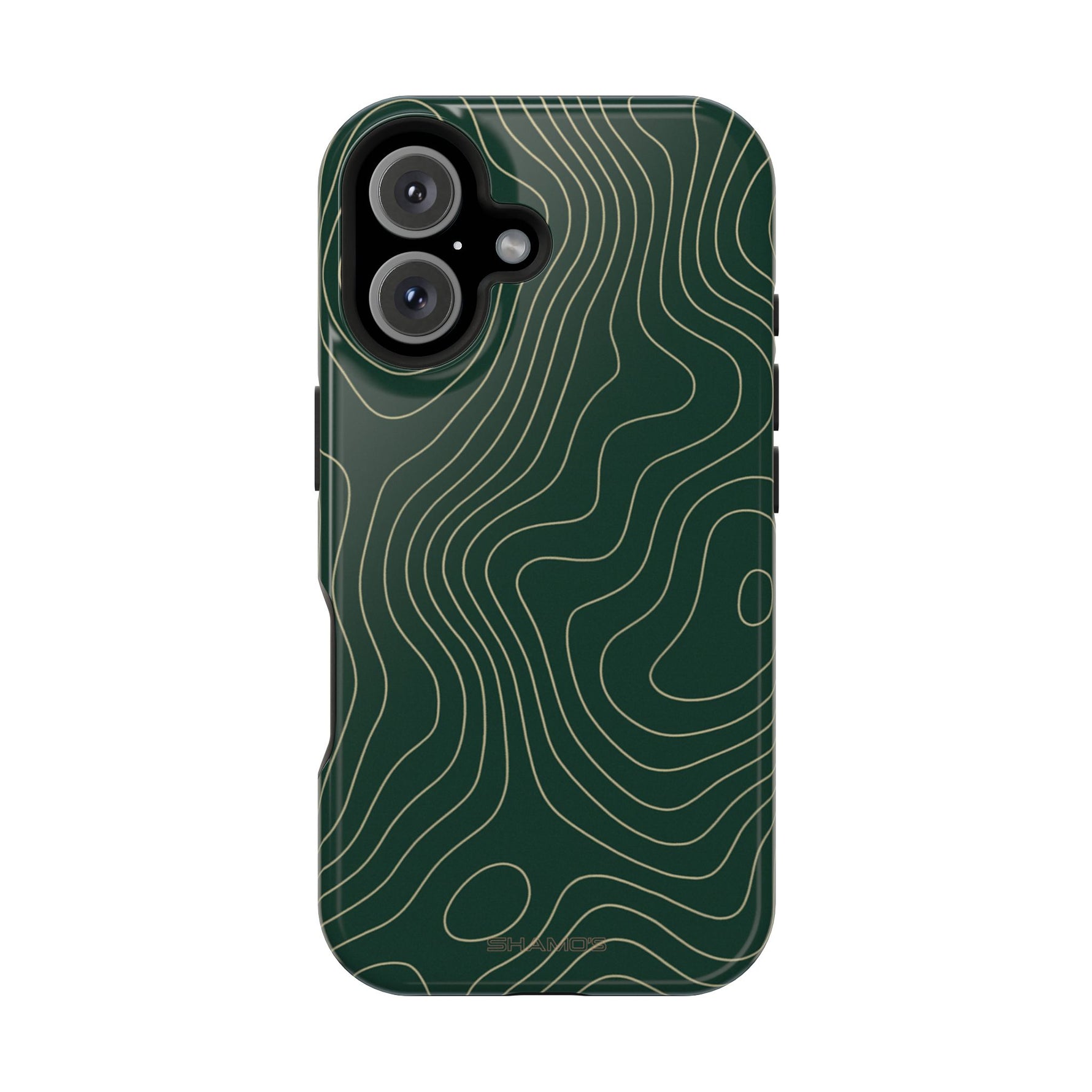 Topographic Green Magnetic Impact-Resistant iPhone Case | MagSafe compatible