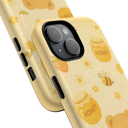 Cute Honey Teddy Bear iPhone Case — Yellow Bee & Honey Pot Design with MagSafe - Shamo's