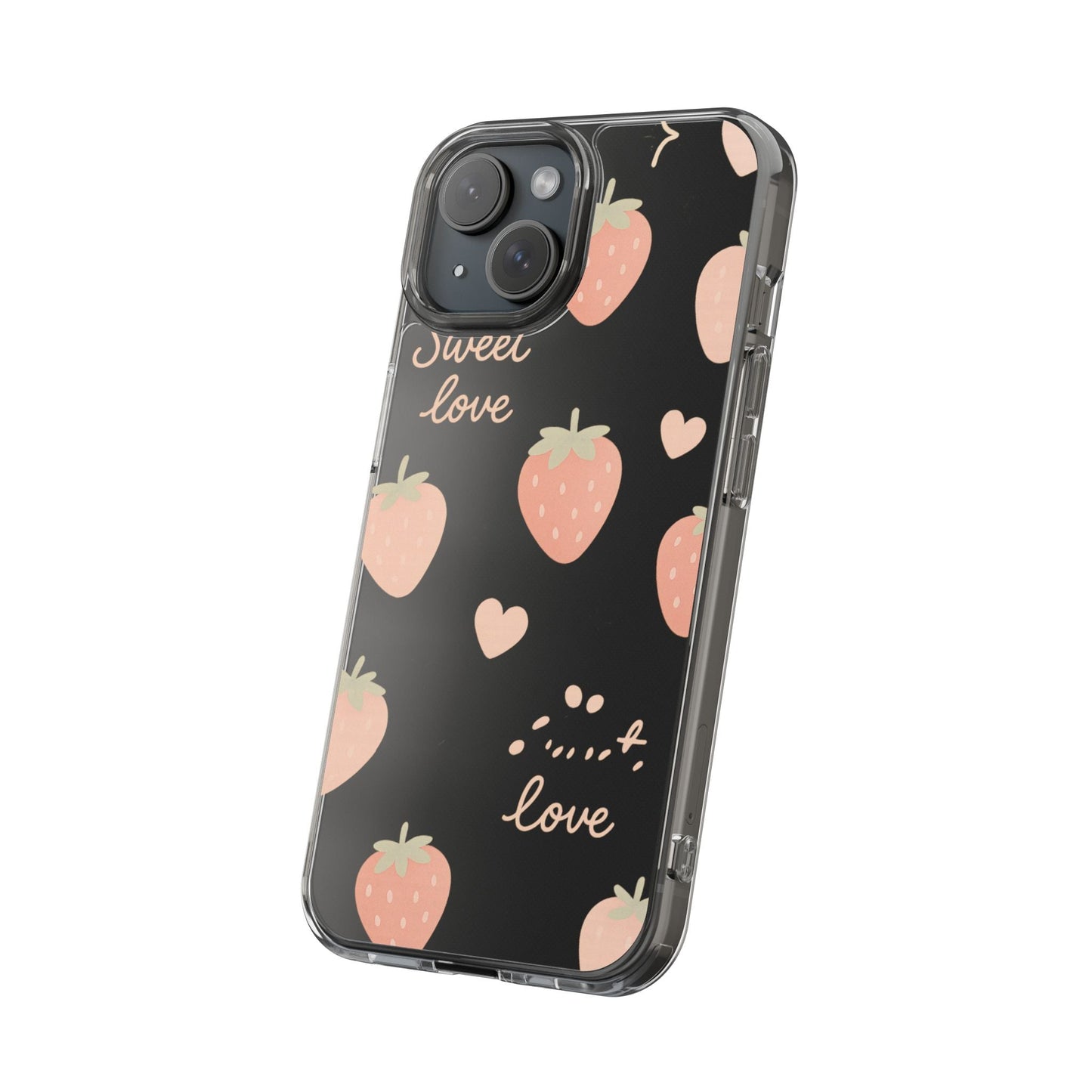 Sweet Love Strawberry Clear iPhone Case | MagSafe