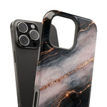 Marbled Black & Rose Gold Magnetic MagSafe Compatible Phone Case — Impact-Resistant