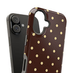 Polka Dot iPhone Case — Brown & Cream MagSafe Protective Cover