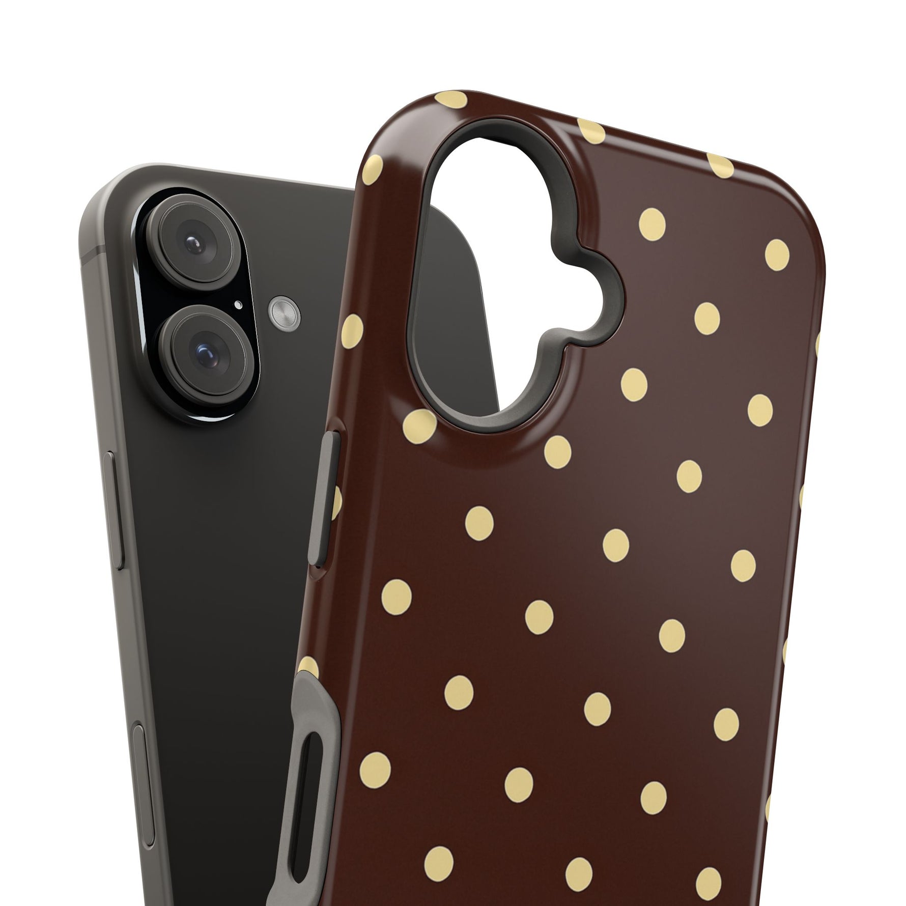 Polka Dot iPhone Case — Brown & Cream MagSafe Protective Cover
