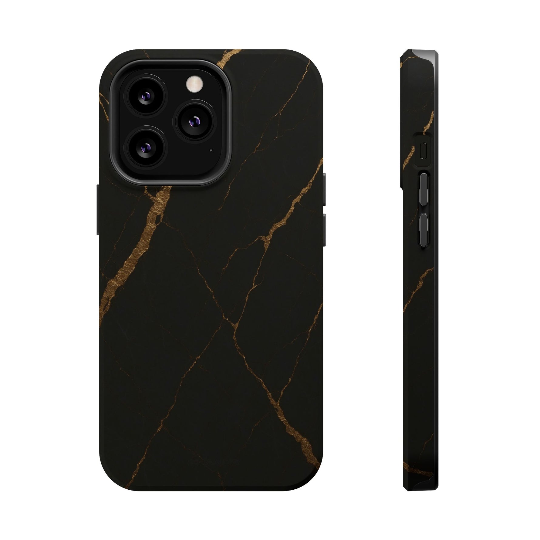 Black & Gold Marble iPhone Case with MagSafe - iPhone 13 Pro / Matte - Shamo's