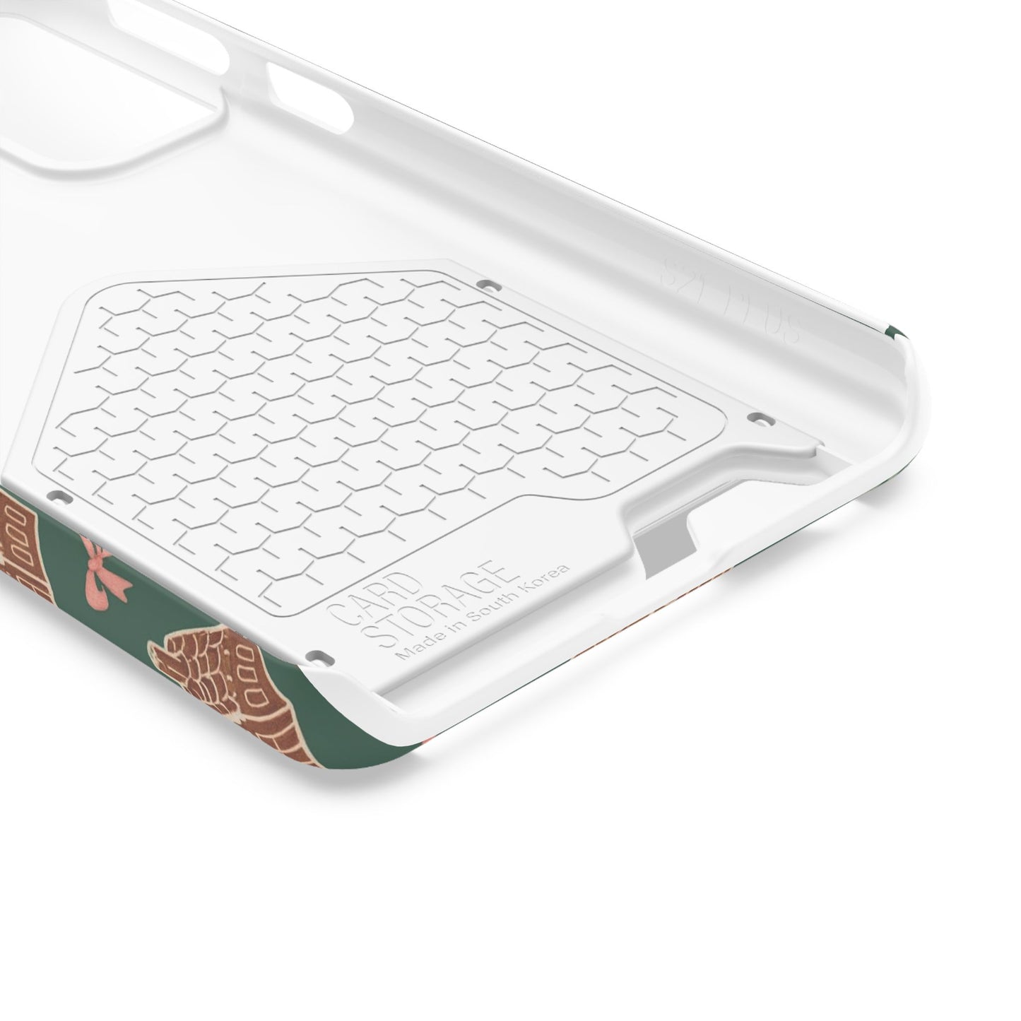 Holiday Gingerbread Phone Case with Card Holder — Festive Green Candy Cane Design