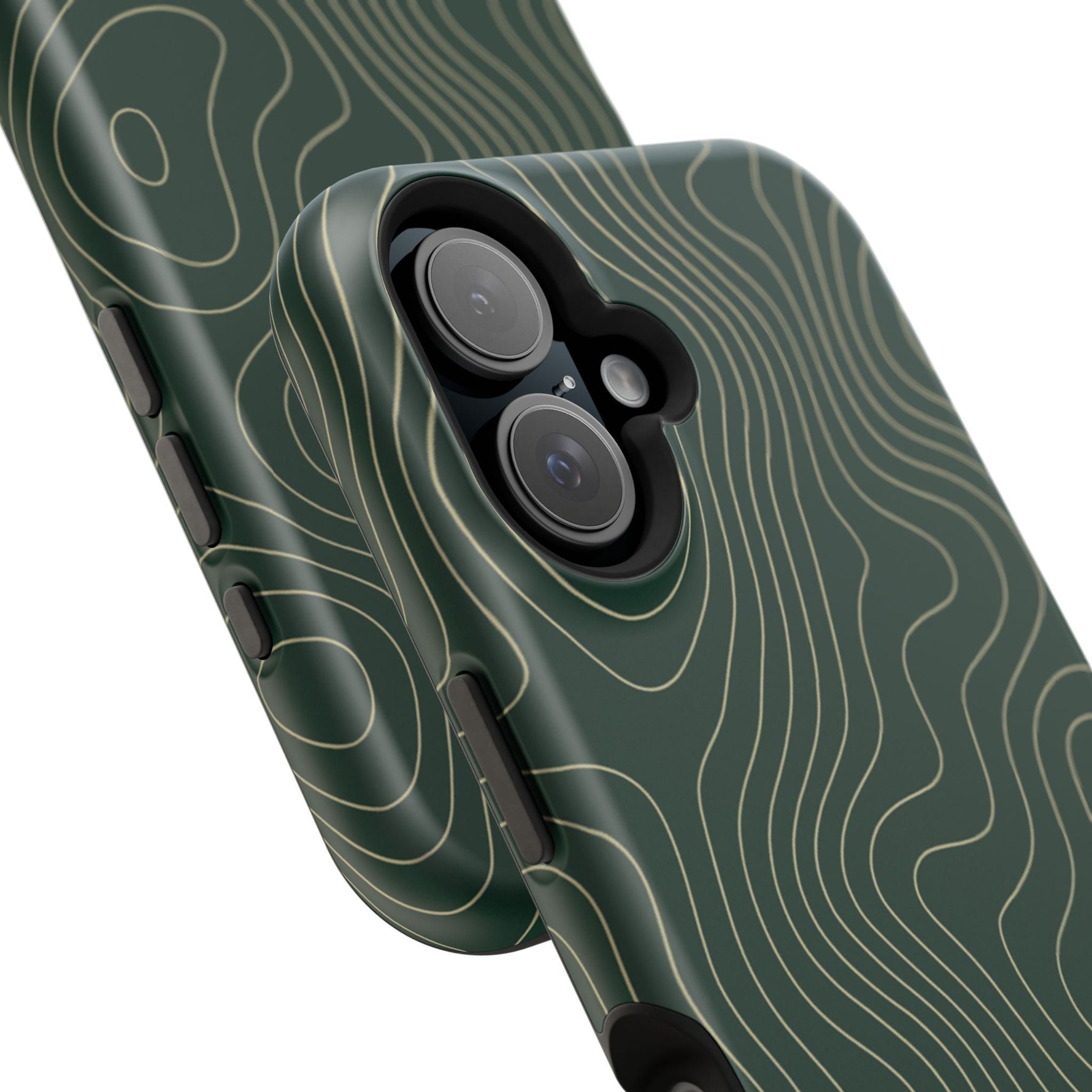 Topographic Green Magnetic Impact-Resistant iPhone Case | MagSafe compatible  Shamo's
