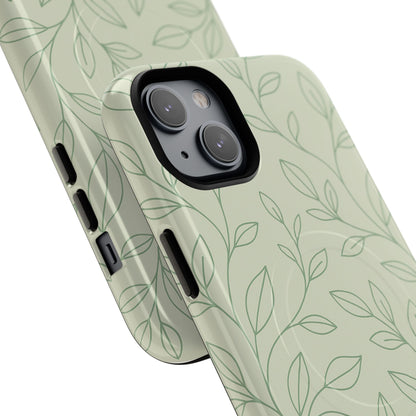 Sage Botanical Leaves Floral iPhone Case | MagSafe