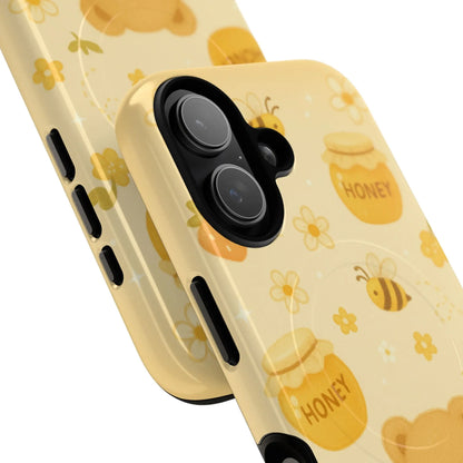 Cute Honey Teddy Bear iPhone Case — Yellow Bee & Honey Pot Design with MagSafe  Shamo's