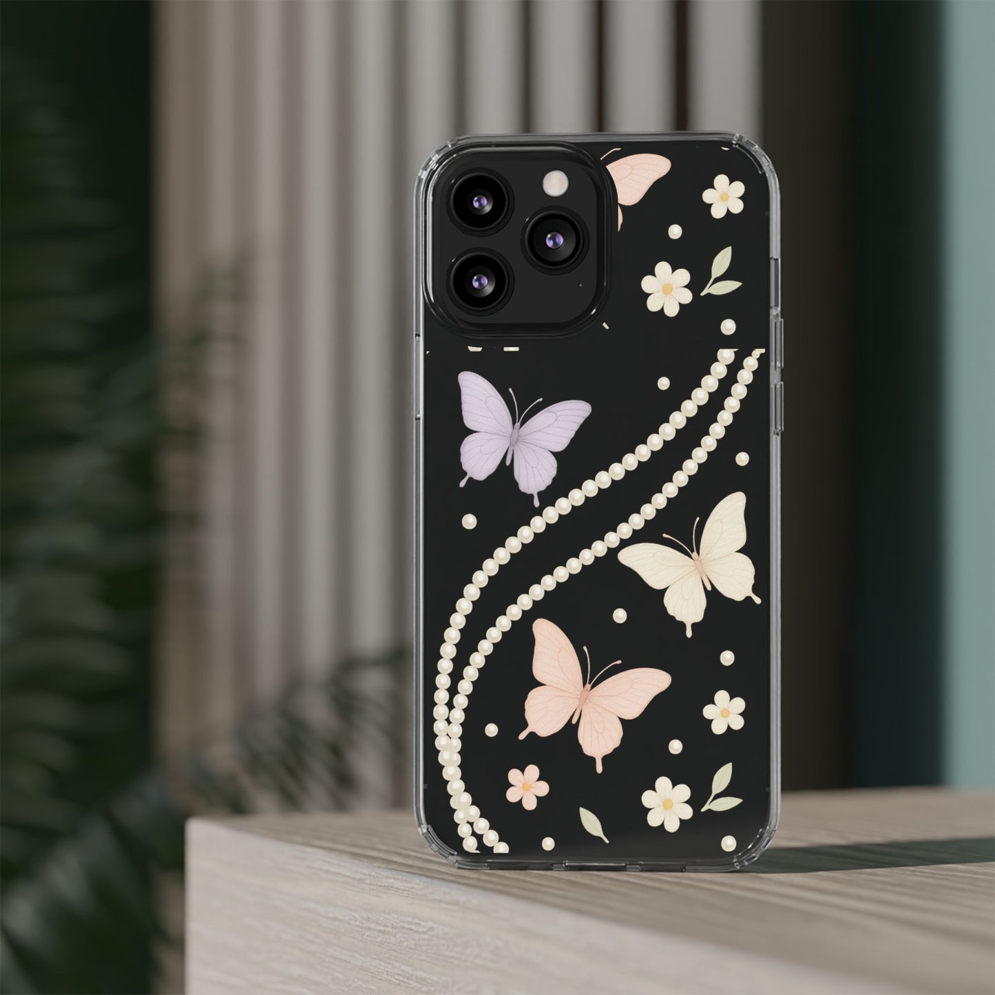 Butterfly Pearl Impact-Resistant Clear iPhone Case - Shamo's